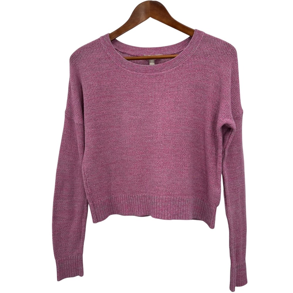 Banana Republic Crop Sweater Cotton Knit Scoop Neck Pink Violet Women's Medium
